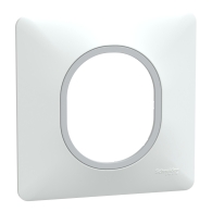 Ovalis - Plaque de finition - 1 poste Blanc avec bague effet Argent Chromé - S320702F