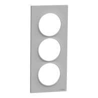 Odace Styl, plaque Alu 3 postes verticaux entraxe 57mm - S520716E