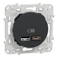 Odace - prise USB double - type A+C - anthracite - S540401