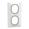 Ovalis - Plaque de finition - 2 postes verticaux Blanc avec bague effet Laiton - S320724D