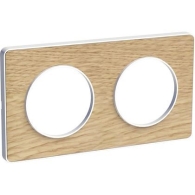 Odace Touch, plaque Bois naturel liseré Blanc 2 postes horiz./vert. 71mm - S520804N