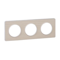 Odace Touch, plaque Bois nordique liseré Blanc 3 postes horiz./vert. 71mm - S520806M