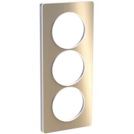 Odace Touch, plaque Bronze brossé avec liseré Blanc 3 postes verticaux 57mm - S520816L