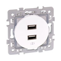 SQUARE Prise USB  double A 5,5V blanc Eur'ohm - 60229