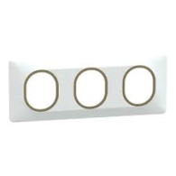 Ovalis - Plaque de finition - 3 postes horizontaux Blanc avec bague effet Laiton - S320706D