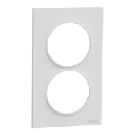 Odace Styl, plaque Blanc 2 postes verticaux entraxe 57mm - S520714