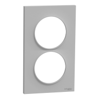 Odace Styl, plaque Alu 2 postes verticaux entraxe 57mm - S520714E