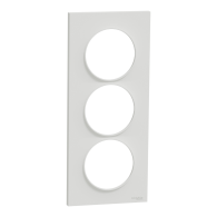 Odace Styl, plaque Blanc 3 postes verticaux entraxe 57mm - S520716