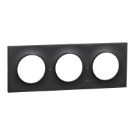 Plaque Anthracite - Odace Styl - 3 postes horiz./vert. entraxe 71mm - S540706